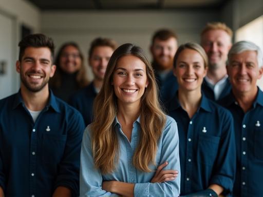 Diverse team members of Aryan Transport & Logistics smiling