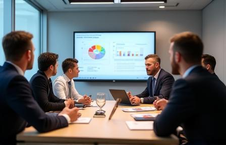 Team members in a client meeting
