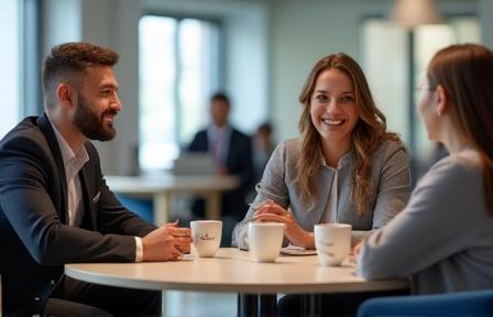 Employees on a coffee break in the office